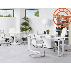 ALTEREGO Bureau droit design 'XLINE' en bois finition naturelle et métal blanc Best