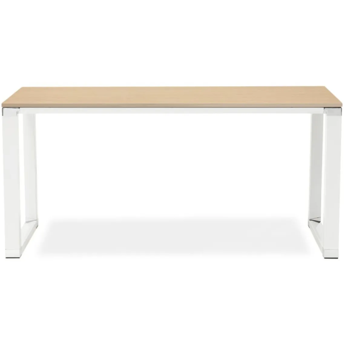 ALTEREGO Bureau droit design 'XLINE' en bois finition naturelle et métal blanc Best