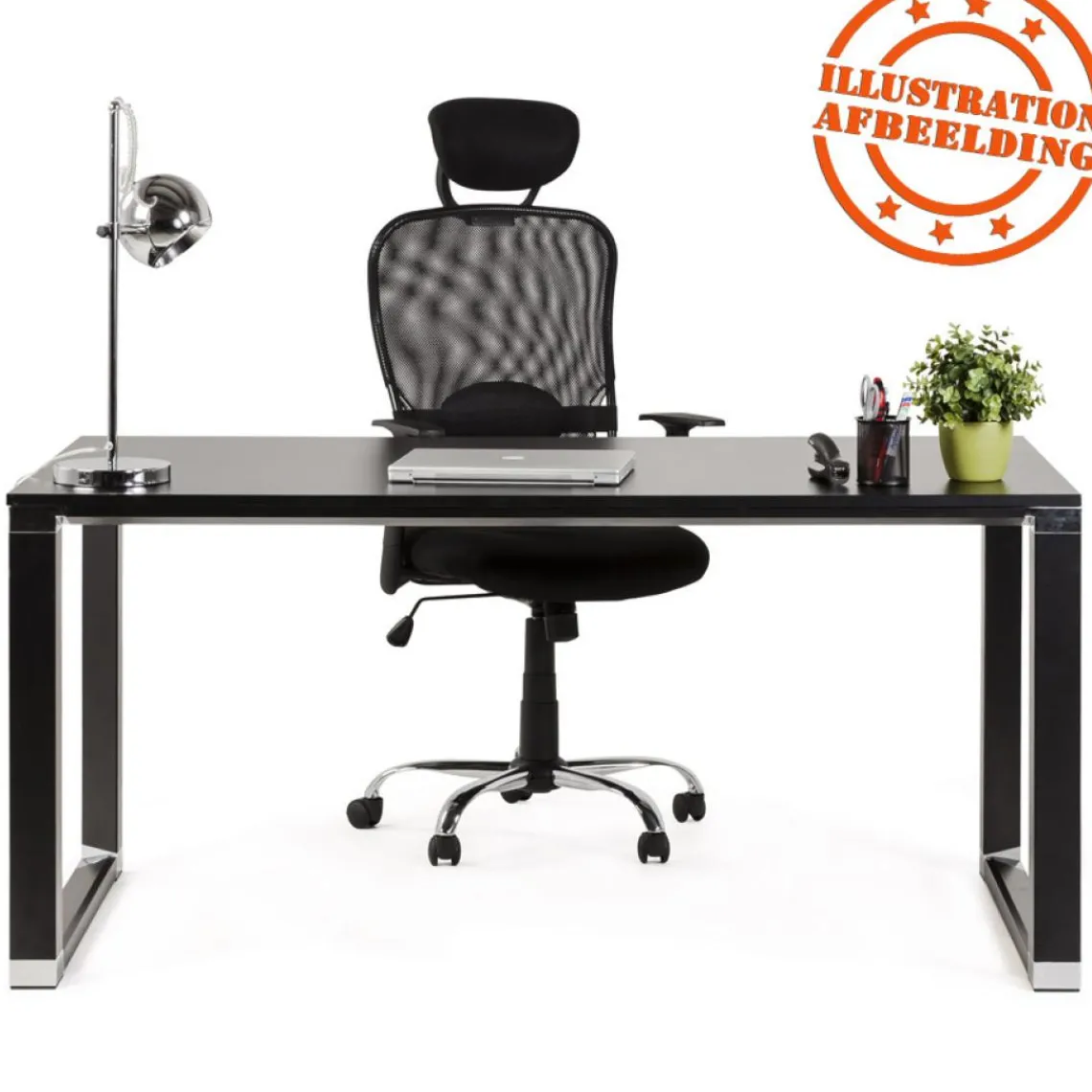 ALTEREGO Bureau droit design 'XLINE' en bois finition naturelle et métal noir Online