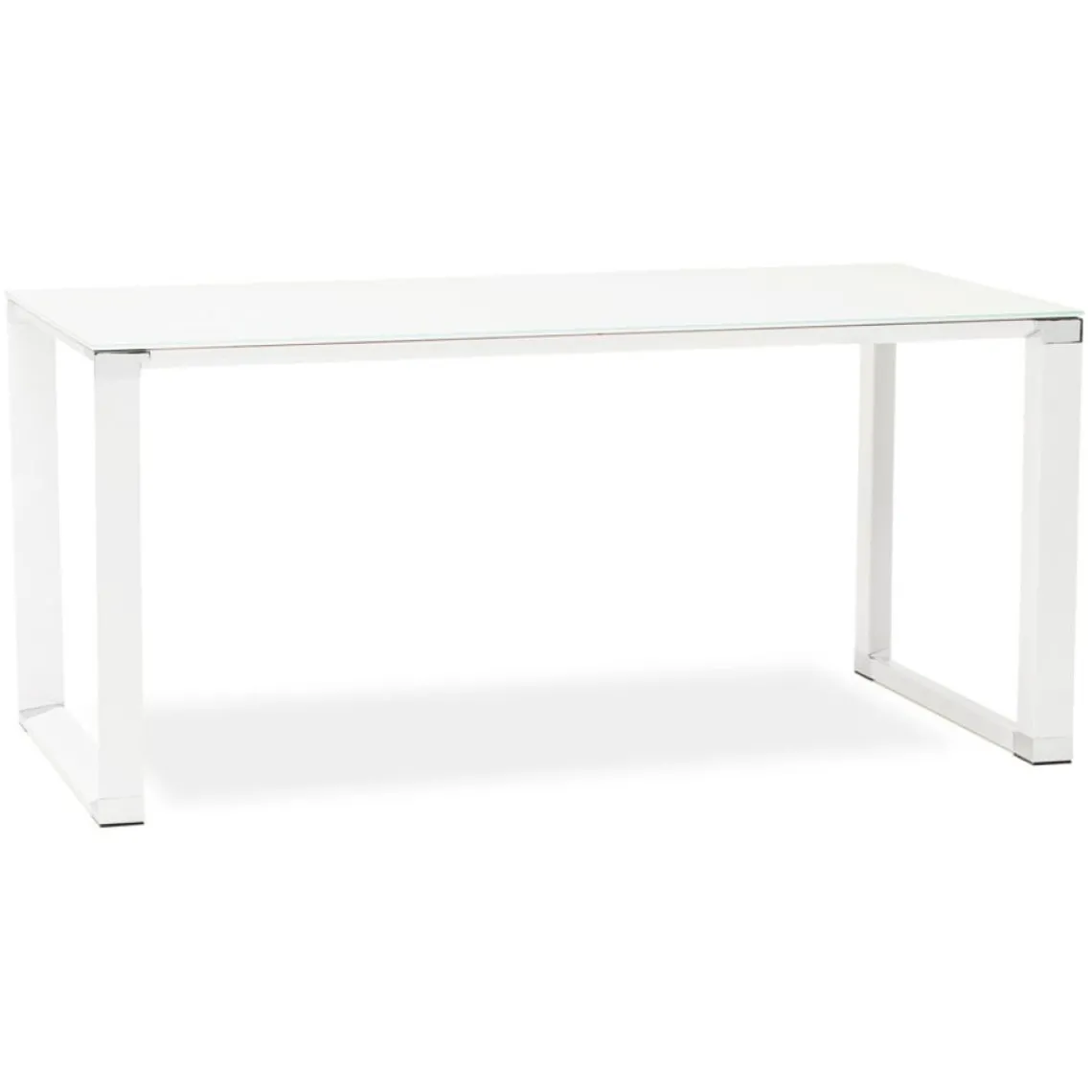 ALTEREGO Bureau droit design 'XLINE' en verre blanc Sale
