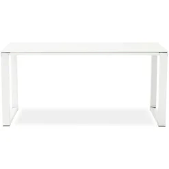ALTEREGO Bureau droit design 'XLINE' en verre blanc Sale