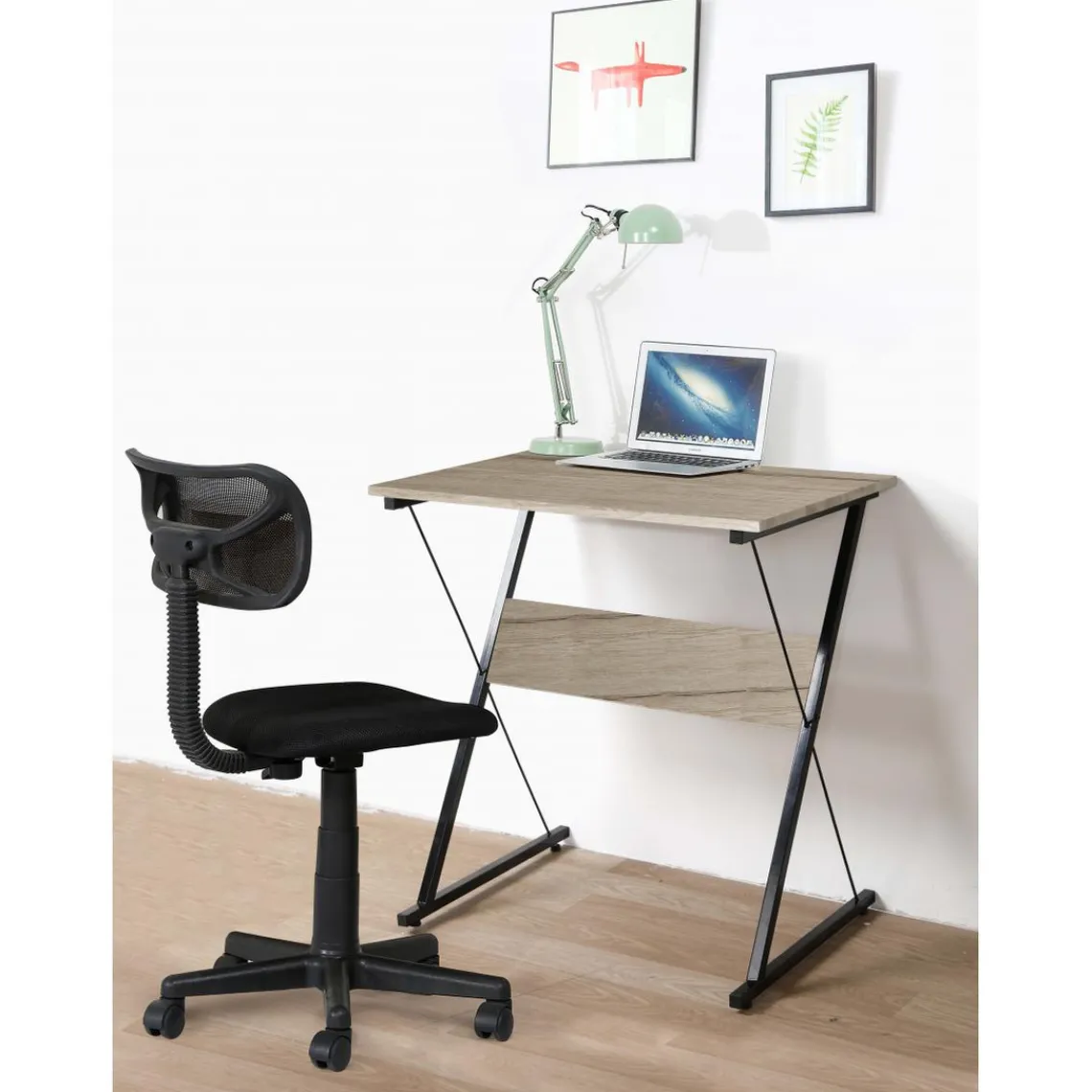 3S. x Home Bureau en métal noir et plateaux en bois Clearance