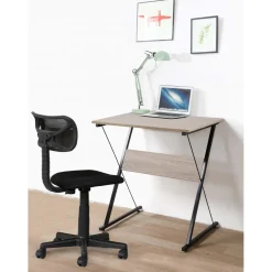 3S. x Home Bureau en métal noir et plateaux en bois marron Outlet