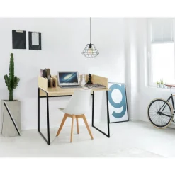 3S. x Home Bureau en métal noir et plateaux en bois Style Industriel Sale