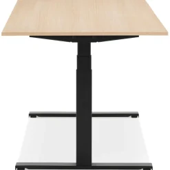 ALTEREGO Bureau ergonomique électrique 'TRONIK' noir avec plateau en bois finition naturelle Outlet
