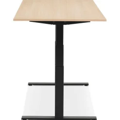ALTEREGO Bureau ergonomique électrique 'TRONIK' noir avec plateau en bois finition naturelle Outlet