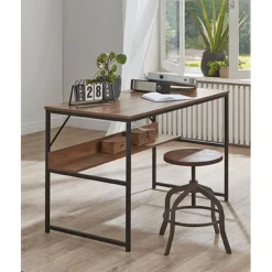 3S. x Home bureau métal laqué noir et chêne Outlet