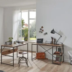 3S. x Home bureau métal laqué noir et chêne Outlet