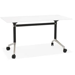 ALTEREGO Bureau pliable 'FLEXO' blanc sur roulettes New