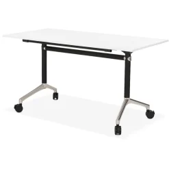 ALTEREGO Bureau pliable 'FLEXO' blanc sur roulettes New
