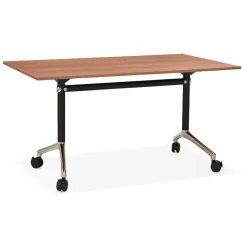 ALTEREGO Bureau pliable 'FLEXO' sur roulettes en bois finition Noyer