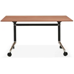 ALTEREGO Bureau pliable 'FLEXO' sur roulettes en bois finition Noyer