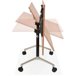 ALTEREGO Bureau pliable 'FLEXO' sur roulettes en bois finition Noyer
