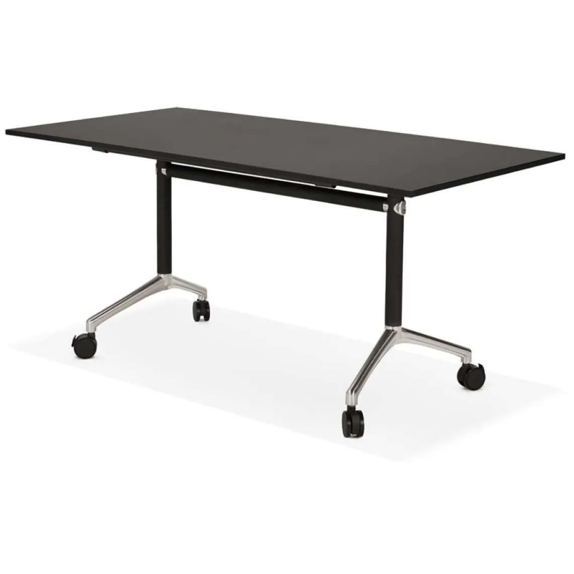 ALTEREGO Bureau pliant 'FLEXO' noir sur roulettes