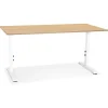 ALTEREGO Bureau réglable en hauteur 'OSMOSE' en bois finition naturelle et métal blanc Online