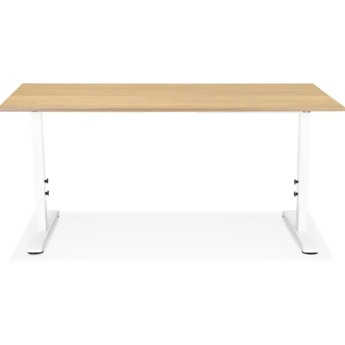 ALTEREGO Bureau réglable en hauteur 'OSMOSE' en bois finition naturelle et métal blanc Online