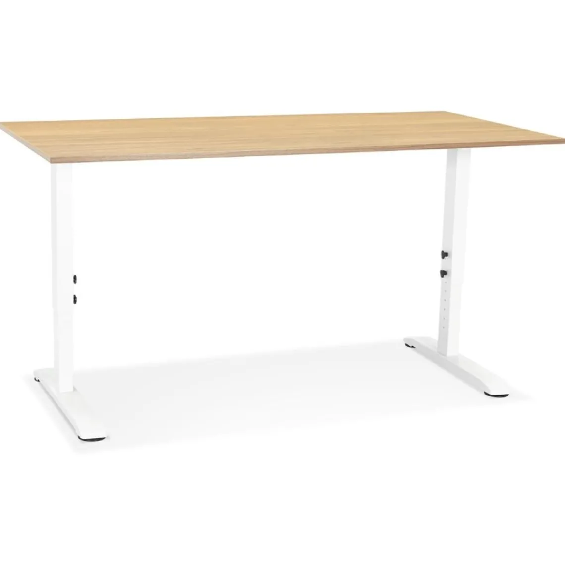 ALTEREGO Bureau réglable en hauteur 'OSMOSE' en bois finition naturelle et métal blanc Online