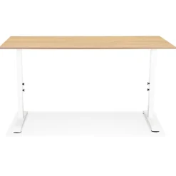 ALTEREGO Bureau réglable en hauteur 'OSMOSE' en bois finition naturelle et métal blanc Online