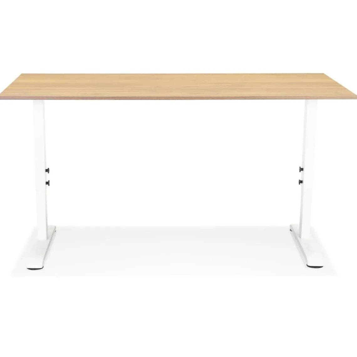ALTEREGO Bureau réglable en hauteur 'OSMOSE' en bois finition naturelle et métal blanc Online