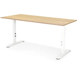 ALTEREGO Bureau réglable en hauteur 'OSMOSE' en bois finition naturelle et métal blanc Online