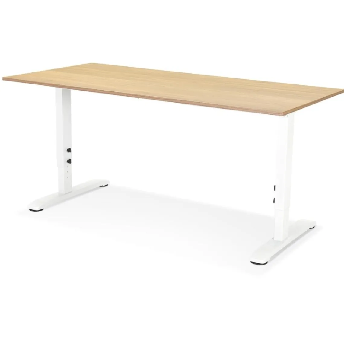 ALTEREGO Bureau réglable en hauteur 'OSMOSE' en bois finition naturelle et métal blanc Online
