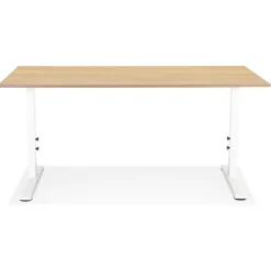 ALTEREGO Bureau réglable en hauteur 'OSMOSE' en bois finition naturelle et métal blanc Online