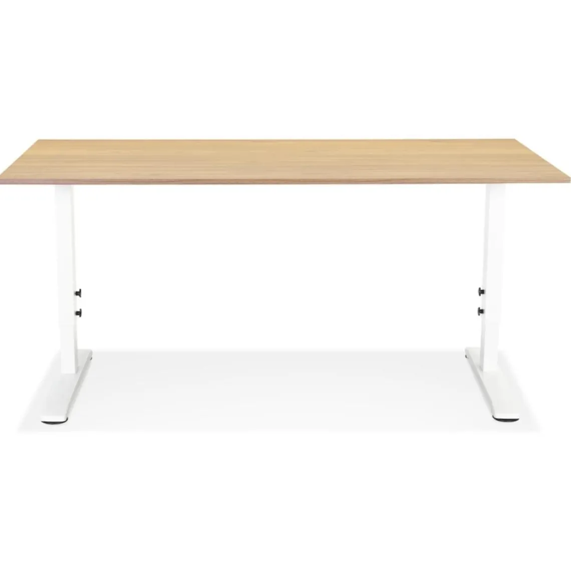 ALTEREGO Bureau réglable en hauteur 'OSMOSE' en bois finition naturelle et métal blanc Online