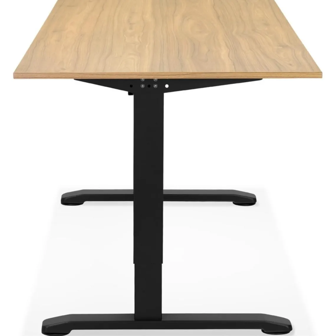 ALTEREGO Bureau réglable en hauteur 'OSMOSE' en bois finition naturelle et métal noir New