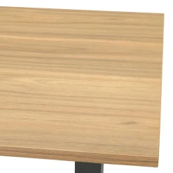 ALTEREGO Bureau réglable en hauteur 'OSMOSE' en bois finition naturelle et métal noir New