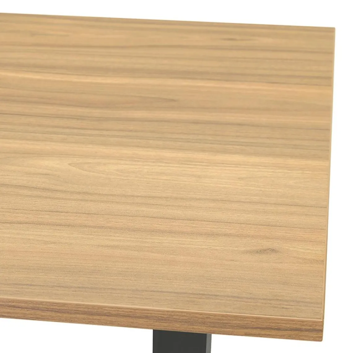 ALTEREGO Bureau réglable en hauteur 'OSMOSE' en bois finition naturelle et métal noir New