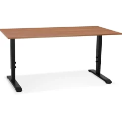 ALTEREGO Bureau réglable en hauteur 'OSMOSE' en bois Noyer et métal noir Best