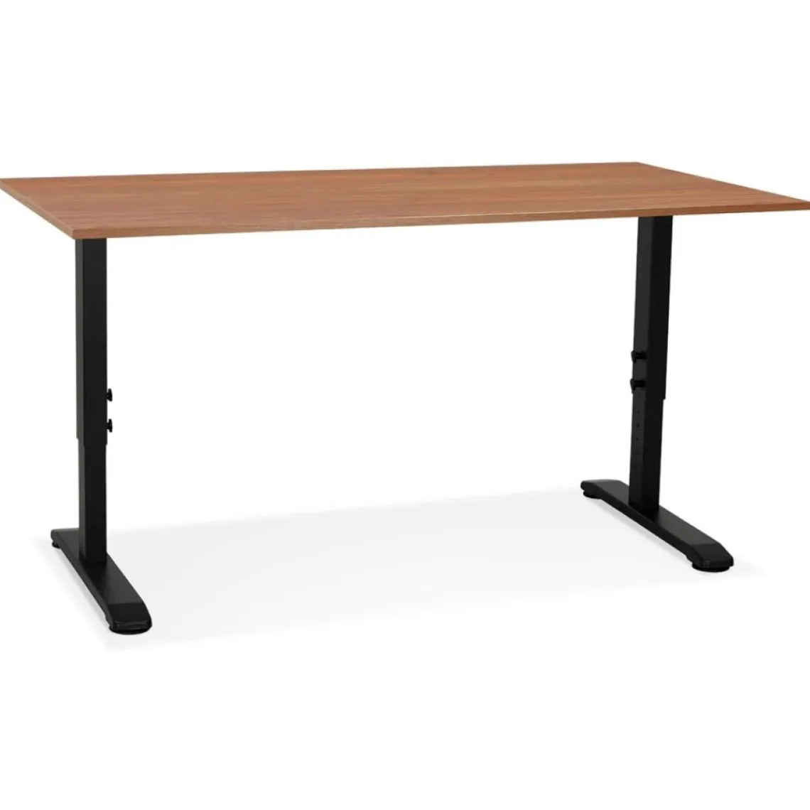 ALTEREGO Bureau réglable en hauteur 'OSMOSE' en bois Noyer et métal noir Best