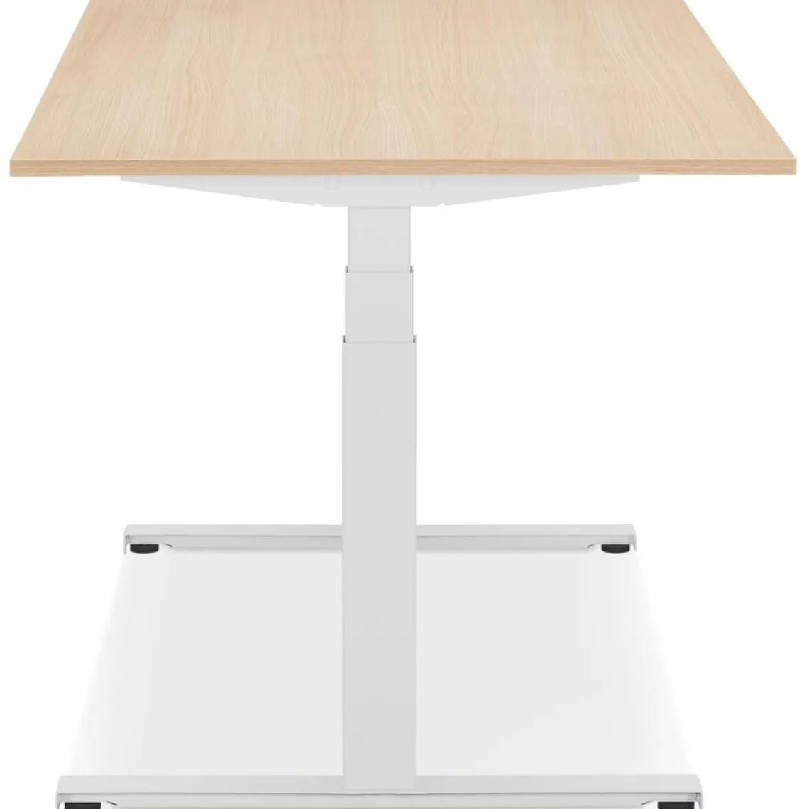 ALTEREGO Bureau réglable en hauteur électrique 'TRONIK' blanc avec plateau en bois finition naturelle