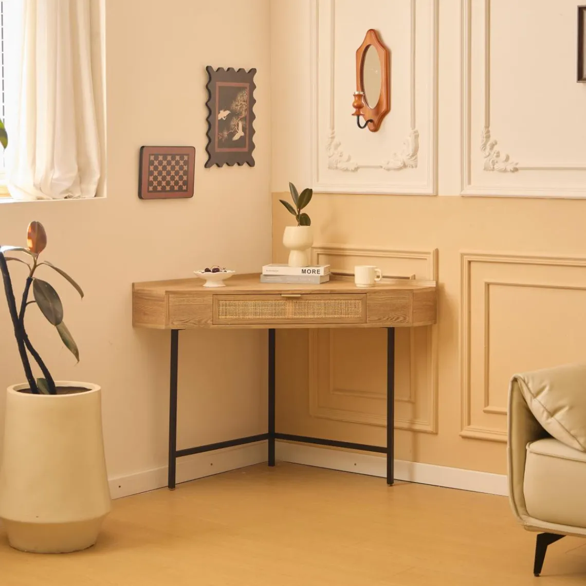 3S. x Home Bureau SETO style scandinave minimaliste sa structure en rotin et bois durable certifiée FSC design intemporel Outlet