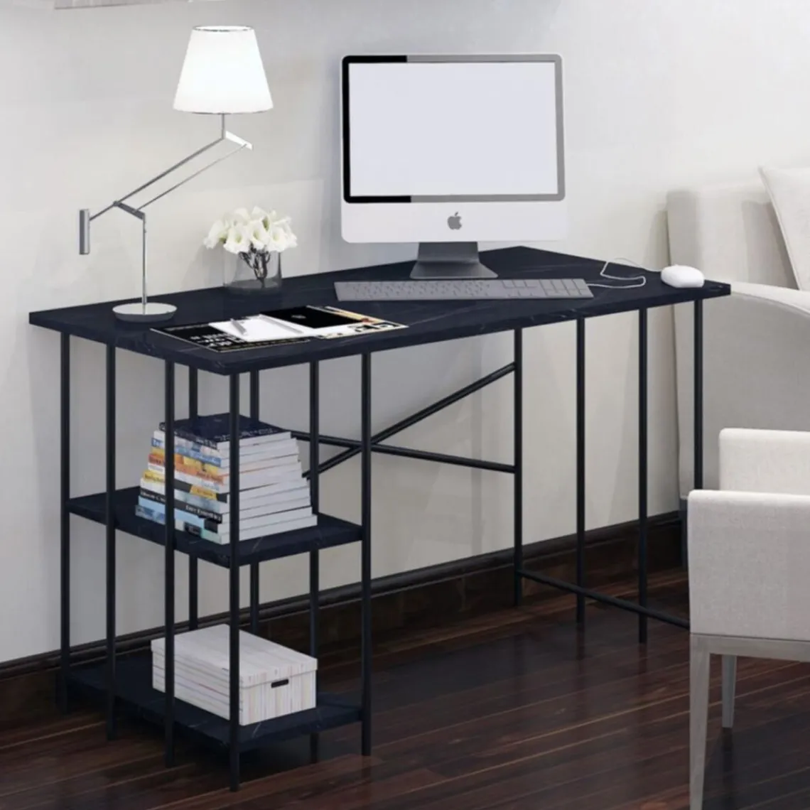 3S. x Home Bureau style industriel TRUDAINE 60x120cm Noir Discount