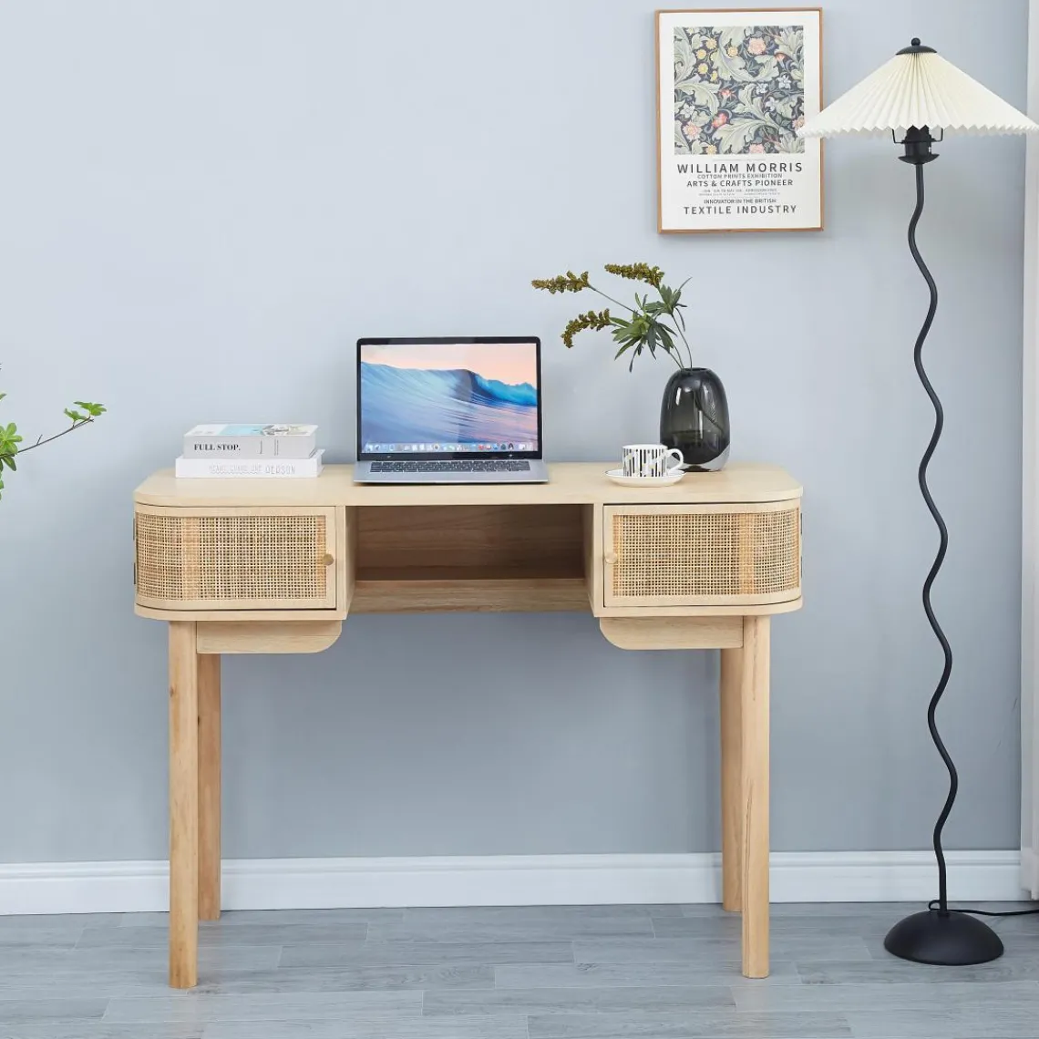 3S. x Home Bureau TOYAMA design épuré et sa structure en bois 2 portes coulissantes Hot