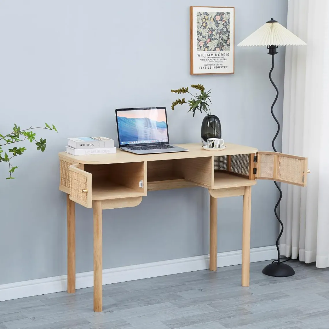 3S. x Home Bureau TOYAMA design épuré et sa structure en bois 2 portes coulissantes Hot