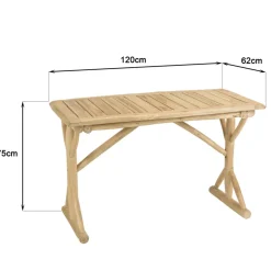 Macabane Bureau 120x60cm en branches de Teck naturel WILL Beige Discount