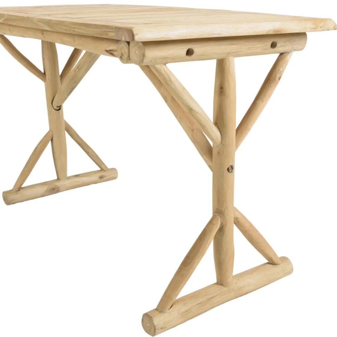 Macabane Bureau 120x60cm en branches de Teck naturel WILL Beige Discount