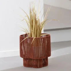 Becquet Cache pot en métal et cordes effet tressée FILOUS rouge brique Outlet