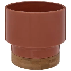 3S. x Home Cache-pot orange en céramique et bambou New