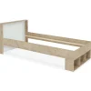3S. x Home Cadre de lit simple Mitogo pour sommier avec 3 casiers de rangement Chêne clair New