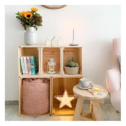 Calicosy Caisse en pin massif modulable et empilable Outlet