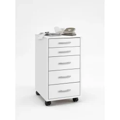 3S. x Home Caisson de bureau sur roulettes 5 tiroirs blanc ETICA Clearance