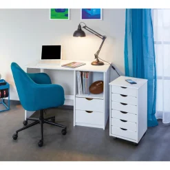 3S. x Home Caisson de Rangement à roulettes en Pin Massif Blanc Outlet