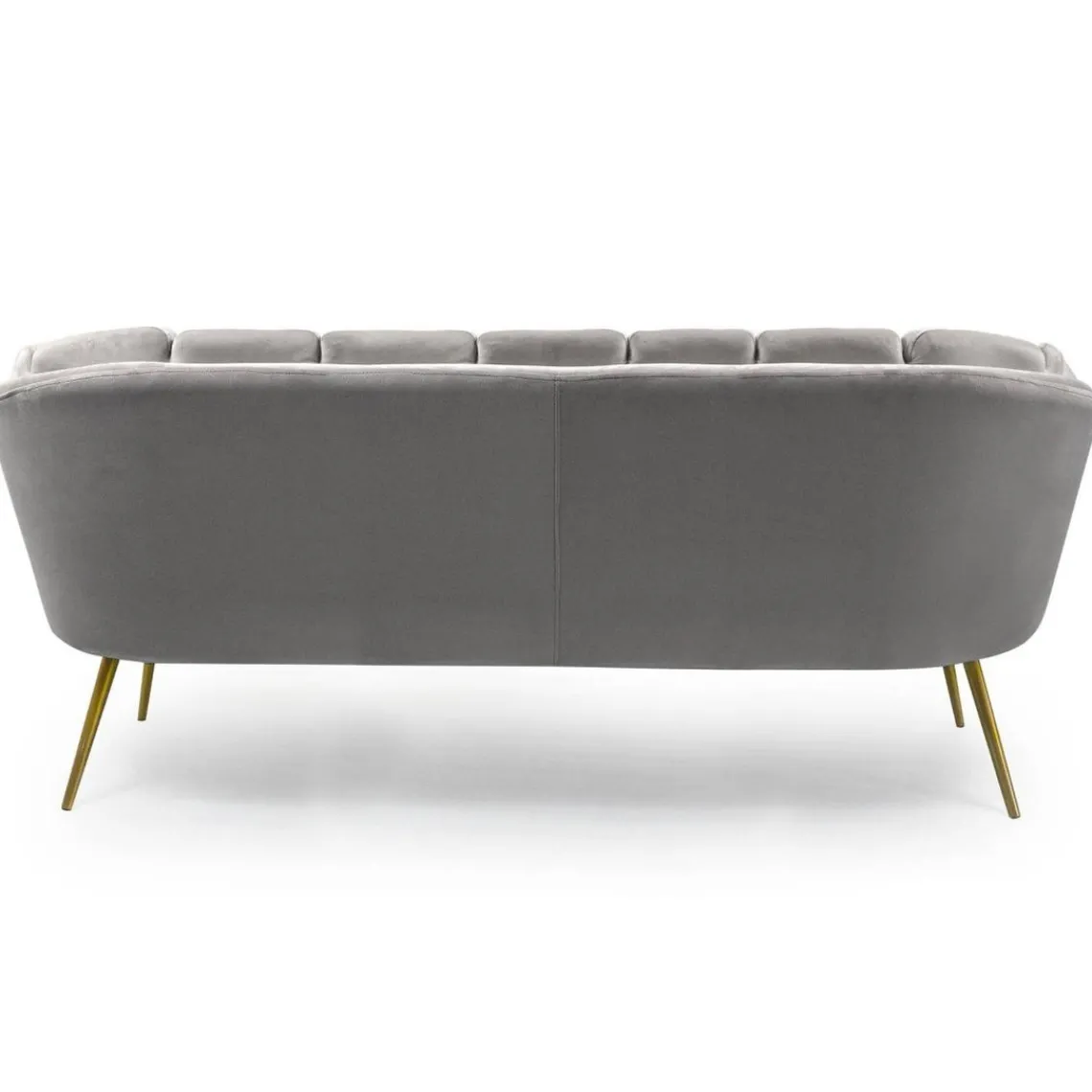 3S. x Home Canapé 3 places arrondi Brenda Velours Argent pieds Or Best