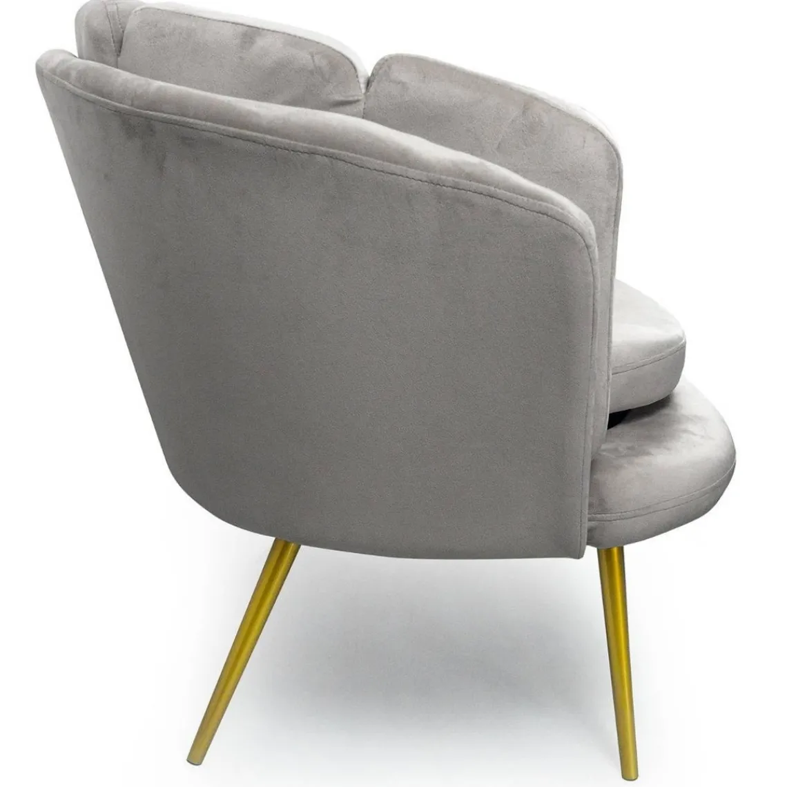 3S. x Home Canapé 3 places arrondi Brenda Velours Argent pieds Or Best