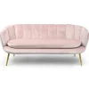3S. x Home Canapé 3 places arrondi Brenda Velours Rose pieds Or Online