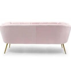 3S. x Home Canapé 3 places arrondi Brenda Velours Rose pieds Or Online