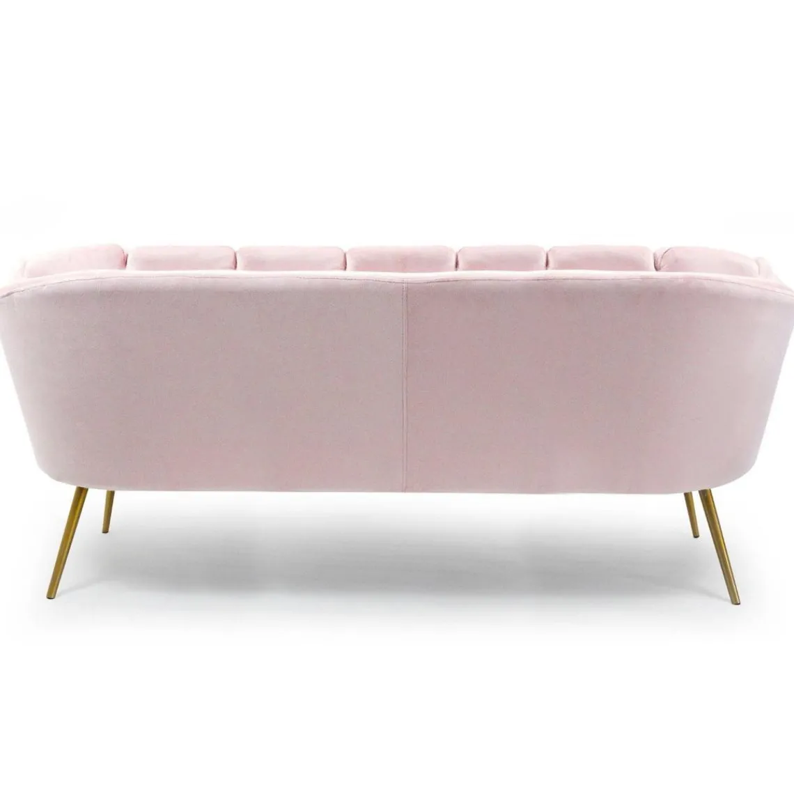 3S. x Home Canapé 3 places arrondi Brenda Velours Rose pieds Or Online